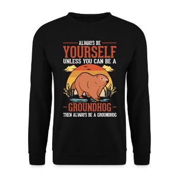 Murmeltier Groundhog Marmot Waldmurmeltier - Unisex Pullover - Schwarz - Vorne - Alina (178cm) & Michal (187cm)