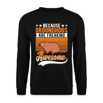 Murmeltier Groundhog Day Waldmurmeltier - Unisex Pullover - Schwarz - Vorne - Alina (178cm) & Michal (187cm)