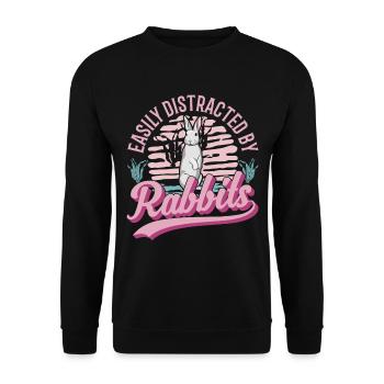Easily distracted by Rabbits Rabbit - Unisex Sweatshirt - black - Front - Alina (178cm) & Michal (187cm)