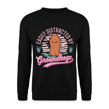 Murmeltier Groundhog Waldmurmeltier - Unisex Pullover - Schwarz - Vorne - Alina (178cm) & Michal (187cm)