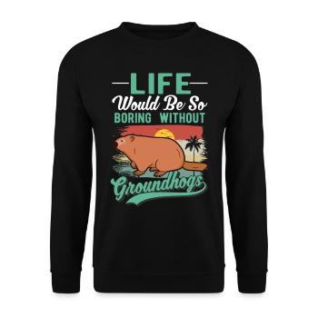 Murmeltier Groundhog Day Waldmurmeltier - Unisex Pullover - Schwarz - Vorne - Alina (178cm) & Michal (187cm)