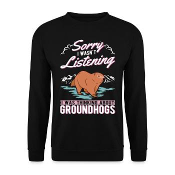 Murmeltier Groundhog Day Waldmurmeltier - Unisex Pullover - Schwarz - Vorne - Alina (178cm) & Michal (187cm)