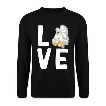 LOVE Silk Chicken Chickens Lettering Silk Chickens - Unisex Sweatshirt - black - Front - Alina (178cm) & Michal (187cm)