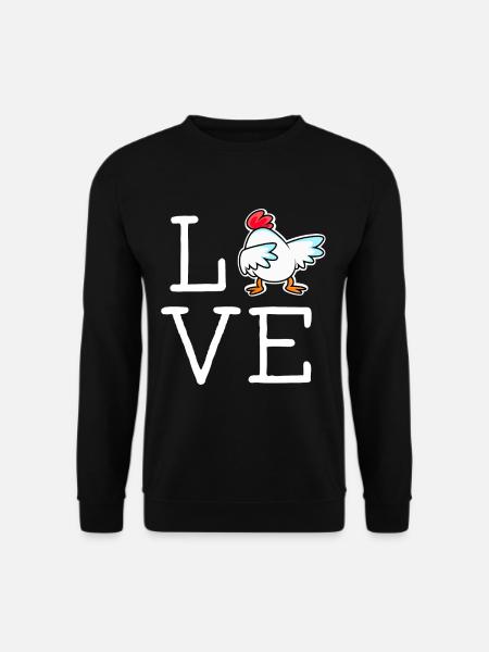 LOVE Hühner Schriftzug mit coolem Huhn Landwirt - Unisex Pullover - Schwarz