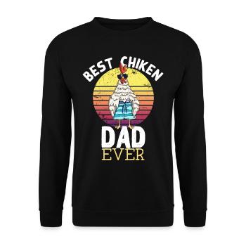 best chicken dad ever lustiger Hühner Hahn Spruch - Unisex Pullover - Schwarz - Vorne - Alina (178cm) & Michal (187cm)
