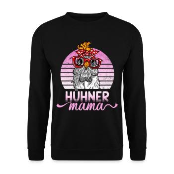 Hühner Mama Mutter Huhn Hennen Design Hühnerzucht - Unisex Pullover - Schwarz - Vorne - Alina (178cm) & Michal (187cm)