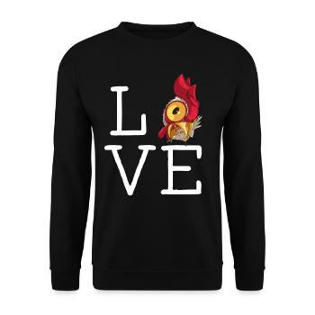 Funny love chicken design with funny chickens - Unisex Sweatshirt - black - Front - Alina (178cm) & Michal (187cm)
