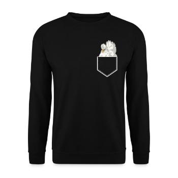 Poulet en soie dans la poitrine Poche Poulet Sac de poulet - Sweat-shirt Unisexe - noir - Devant - Alina (178cm) & Michal (187cm)