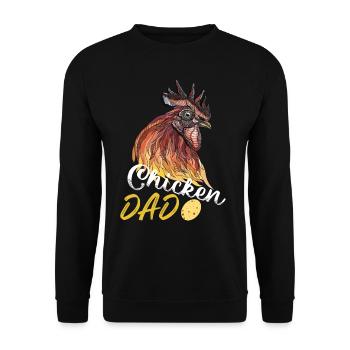 chicken dad lustiger Hühner Slogan Hahn Huhn Papa - Unisex Pullover - Schwarz - Vorne - Alina (178cm) & Michal (187cm)