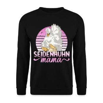 Seidenhuhn Mama Seidenhühner Huhn Hühner Hennen - Unisex Pullover - Schwarz - Vorne - Alina (178cm) & Michal (187cm)