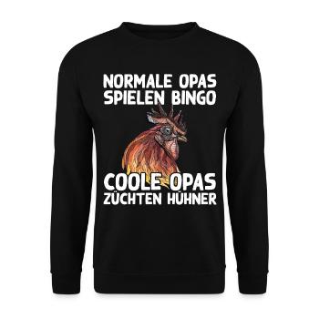 Cooler Opa Hühnerzüchter Huhn Hühner Spruch Humor - Unisex Pullover - Schwarz - Vorne - Alina (178cm) & Michal (187cm)