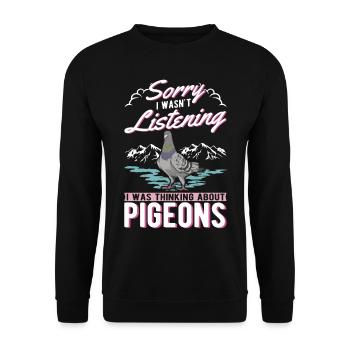Pigeon Cadeau Pigeon Fancier City Pigeon Pigeonnier Pigeon Transporteur Pigeon - Sweat-shirt Unisexe - noir - Devant - Alina (178cm) & Michal (187cm)