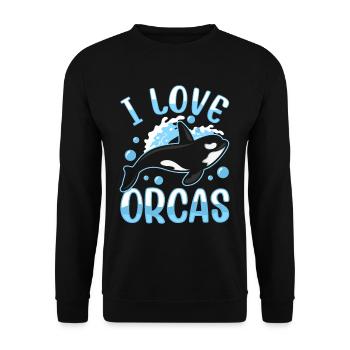 J’aime les orques Protéger les orques de mer - Sweat-shirt Unisexe - noir - Devant - Alina (178cm) & Michal (187cm)