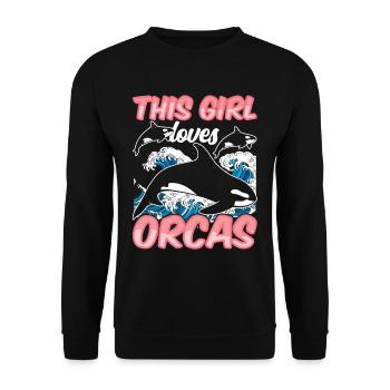 This girl loves the orcas orca shooter whale - Unisex Sweatshirt - black - Front - Alina (178cm) & Michal (187cm)