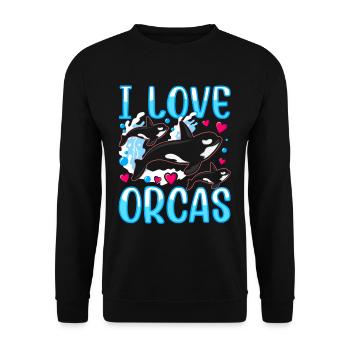 J’aime les orques mer protéger les orques baleines - Sweat-shirt Unisexe - noir - Devant - Alina (178cm) & Michal (187cm)