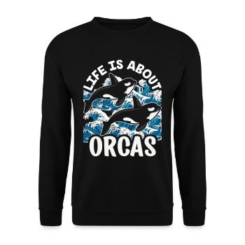 La vie est une question d’orques orques de mer protéger les baleines - Sweat-shirt Unisexe - noir - Devant - Alina (178cm) & Michal (187cm)