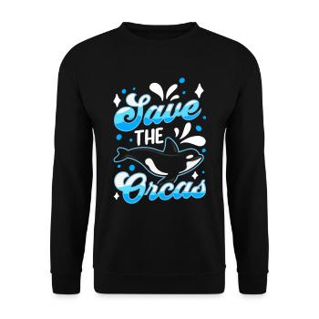 Rettet Die Orcas Meer Orca Schützen Wal - Unisex Pullover - Schwarz - Vorne - Alina (178cm) & Michal (187cm)