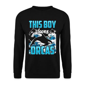 Ce garçon aime les orques Orque baleine protégeant la mer - Sweat-shirt Unisexe - noir - Devant - Alina (178cm) & Michal (187cm)