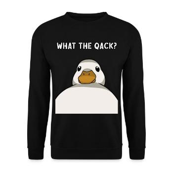 Funny Duck Saying Ducks Humor What the qack - Unisex Sweatshirt - black - Front - Alina (178cm) & Michal (187cm)