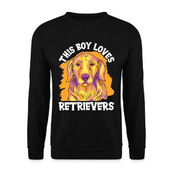 Dieser Junge Liebt Retriever Retrievers Hund - Unisex Pullover - Schwarz - Vorne - Alina (178cm) & Michal (187cm)