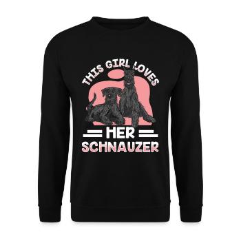 Dieses Mädchen Liebt Ihren Schnauzer Schnauzers - Unisex Pullover - Schwarz - Vorne - Alina (178cm) & Michal (187cm)