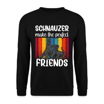 Schnauzer Sind Die Perfekten Besten Freunde Hund - Unisex Pullover - Schwarz - Vorne - Alina (178cm) & Michal (187cm)