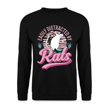 Easily distracted by Rats Ratte Hausratte - Unisex Pullover - Schwarz - Vorne - Alina (178cm) & Michal (187cm)