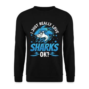 J’aime les requins vraiment ok requin requin dent de requin - Sweat-shirt Unisexe - noir - Devant - Alina (178cm) & Michal (187cm)