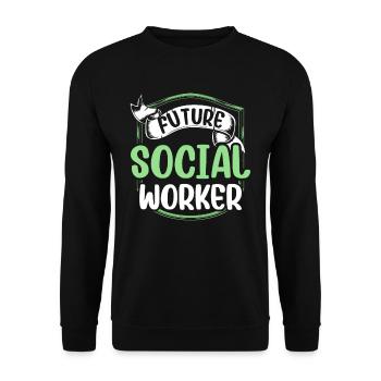 Future Social Worker Profession Social Worker - Unisex Sweatshirt - black - Front - Alina (178cm) & Michal (187cm)