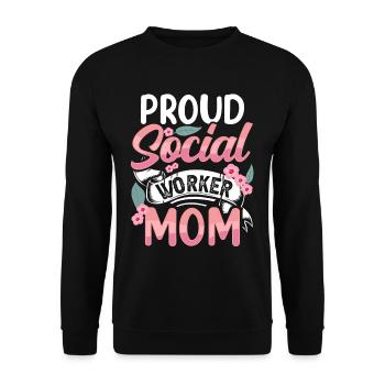 Fière travailleuse sociale, maman, mère, travail social - Sweat-shirt Unisexe - noir - Devant - Alina (178cm) & Michal (187cm)