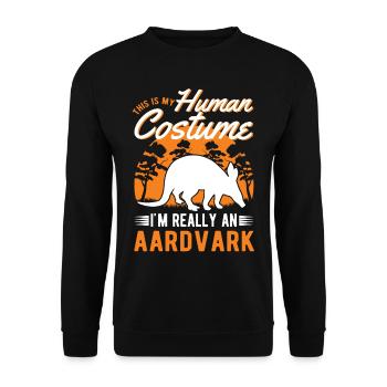 Erdferkel Human Costume Halloween Aardvark - Unisex Pullover - Schwarz - Vorne - Alina (178cm) & Michal (187cm)