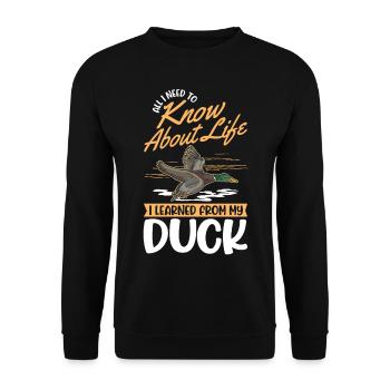 Éleveur de canards cadeaux de canard - Sweat-shirt Unisexe - noir - Devant - Alina (178cm) & Michal (187cm)