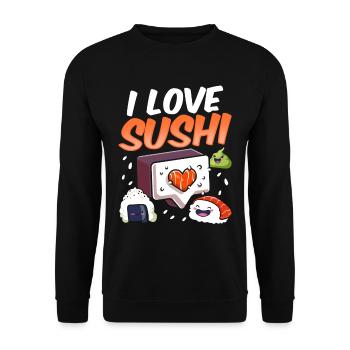 I love sushi sayings food lover fan - Unisex Sweatshirt - black - Front - Alina (178cm) & Michal (187cm)