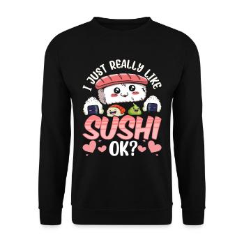 J’aime vraiment manger un fan de sushi - Sweat-shirt Unisexe - noir - Devant - Alina (178cm) & Michal (187cm)