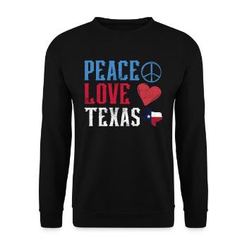 Frieden Liebe Texas Texanisch Texaner Stolz - Unisex Pullover - Schwarz - Vorne - Alina (178cm) & Michal (187cm)