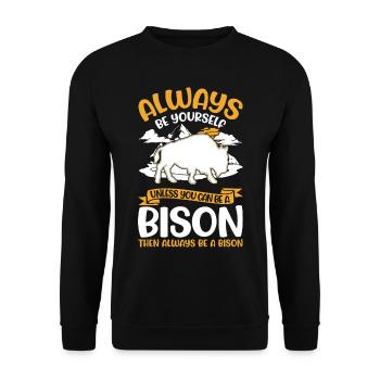 Soyez toujours vous-même Bison Buffle Büffel - Sweat-shirt Unisexe - noir - Devant - Alina (178cm) & Michal (187cm)