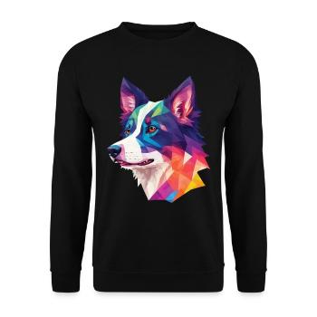 Border Collie Polygon Dogs Art Collie Dog - Unisex Sweatshirt - black - Front - Alina (178cm) & Michal (187cm)