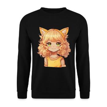 Manga Kemonomimi Cats Girl Anime Kawaii Chibi - Unisex Sweatshirt - black - Front - Alina (178cm) & Michal (187cm)
