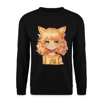 Anime Cat Girl Manga Cat Kawaii Kitten - Sweat-shirt Unisexe - noir - Devant - Alina (178cm) & Michal (187cm)
