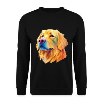 Golden Retriever Hund Hunde Design Polygon Art - Unisex Pullover - Schwarz - Vorne - Alina (178cm) & Michal (187cm)