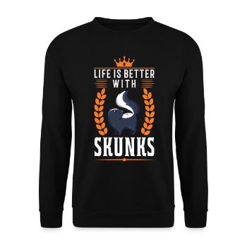 La vie est meilleure avec une moufette - Sweat-shirt Unisexe - noir - Devant - Alina (178cm) & Michal (187cm)