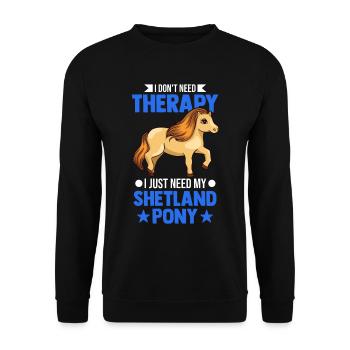 Shetlandpony Therapie Shetland-Pony Shetty - Unisex Pullover - Schwarz - Vorne - Alina (178cm) & Michal (187cm)