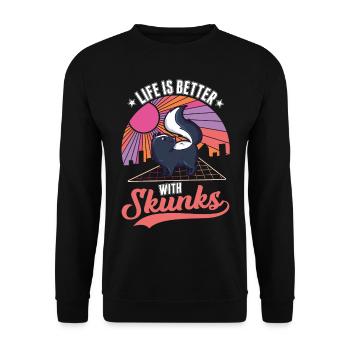 La vie est meilleure avec une moufette - Sweat-shirt Unisexe - noir - Devant - Alina (178cm) & Michal (187cm)