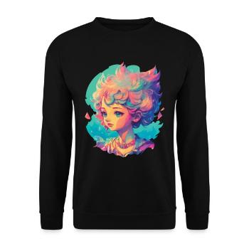 Manga Anime Character Kawaii Chibi Girl Design - Unisex Sweatshirt - black - Front - Alina (178cm) & Michal (187cm)