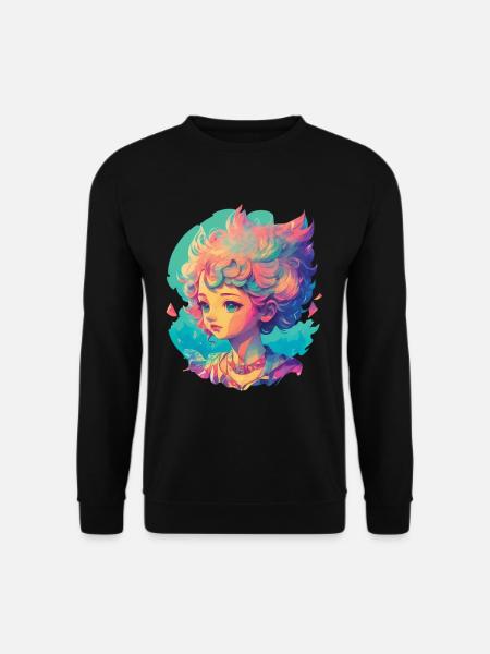 Manga Anime Charakter Kawaii Chibi Girl Design - Unisex Pullover - Schwarz