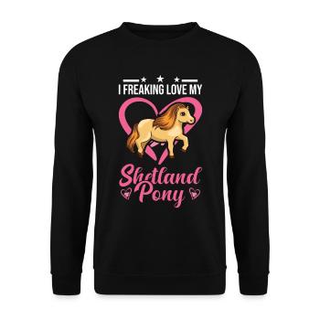 Shetland Pony Gift Shetty - Unisex Sweatshirt - black - Front - Alina (178cm) & Michal (187cm)