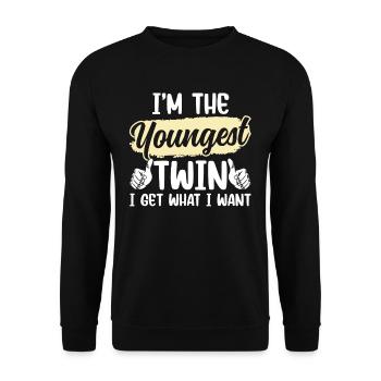 Bin Der Jüngste Zwilling Ich Bekomme Was Ich Will - Unisex Pullover - Schwarz - Vorne - Alina (178cm) & Michal (187cm)