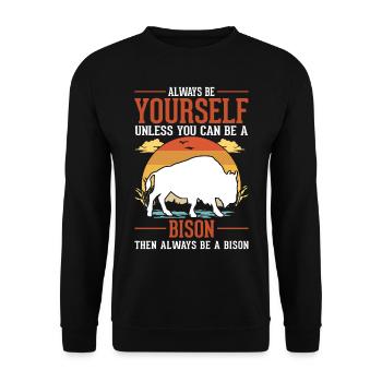 Soyez toujours vous-même Bison Buffle Büffel - Sweat-shirt Unisexe - noir - Devant - Alina (178cm) & Michal (187cm)