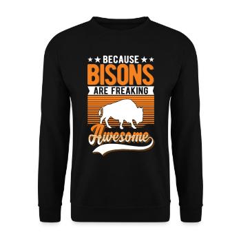 Buffalo Gift Bison Water Buffalo Buffalo - Unisex Sweatshirt - black - Front - Alina (178cm) & Michal (187cm)