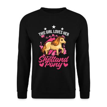 Shetland Pony Girl Gift Shetty - Unisex Sweatshirt - black - Front - Alina (178cm) & Michal (187cm)